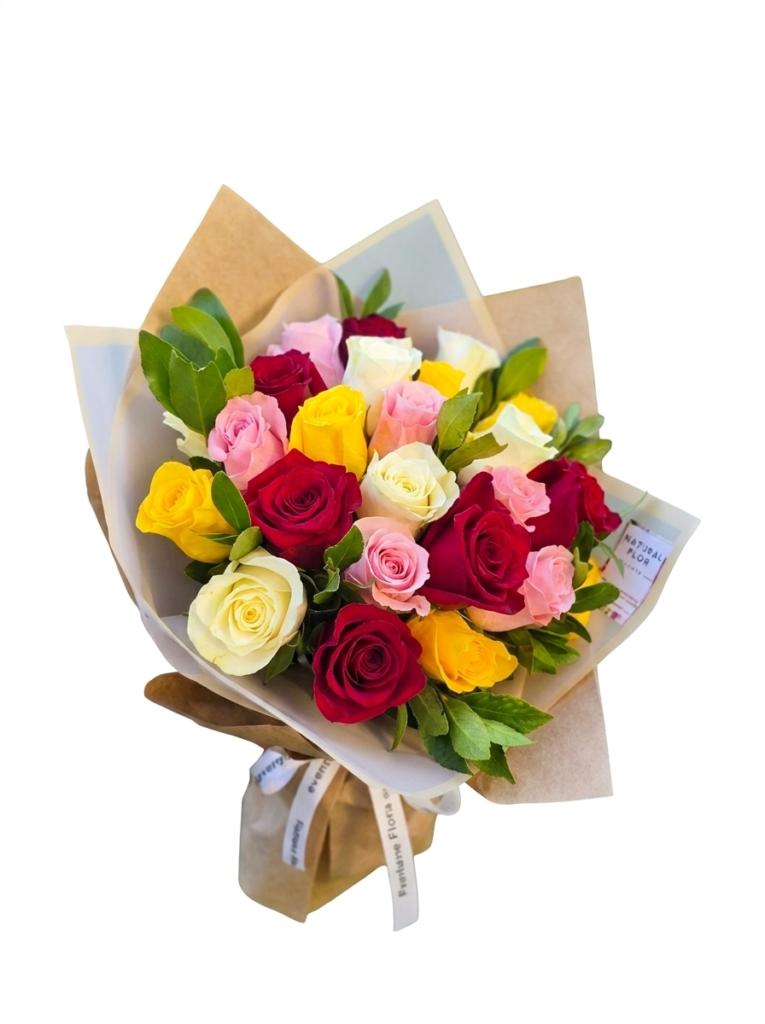 Bouquet  Rosas Multicolor / Papel floral Kraft